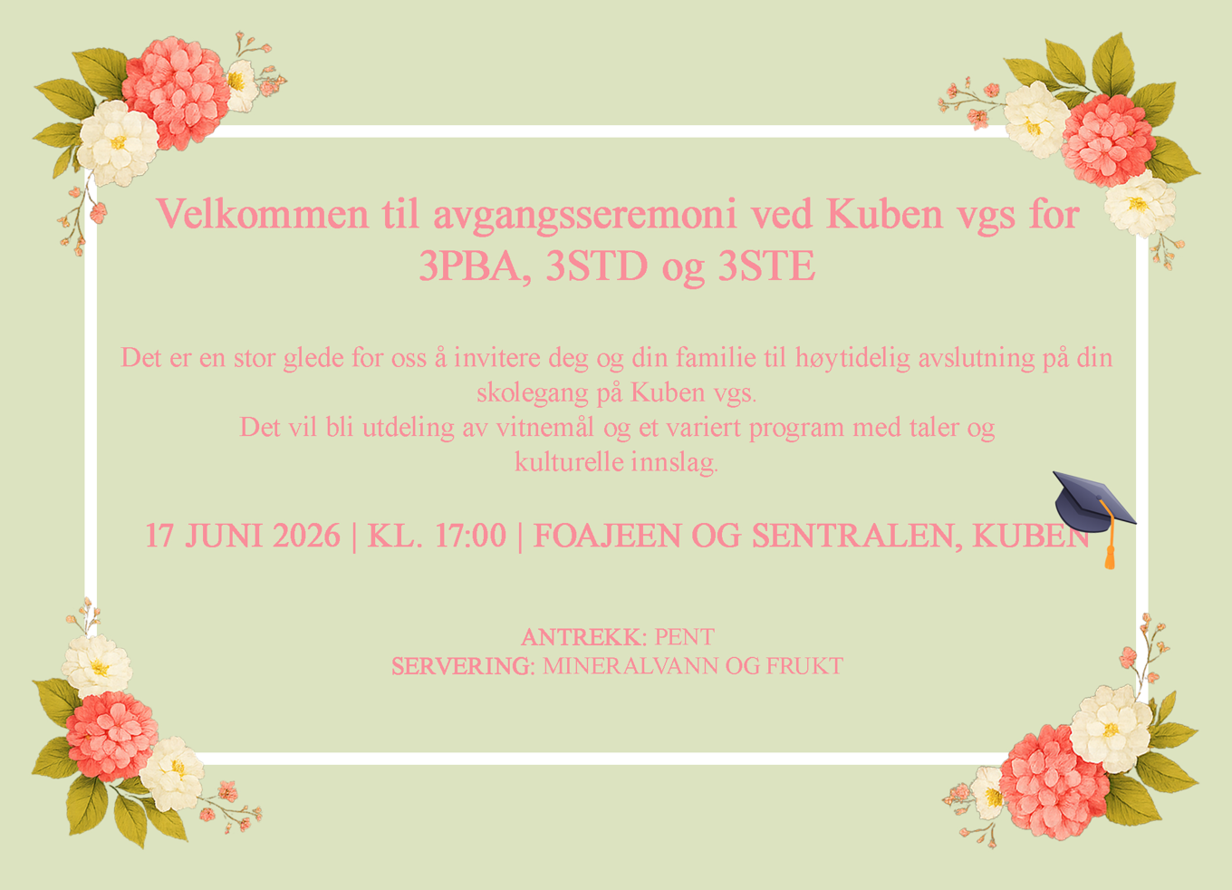 et kort med blomster og en fugl
